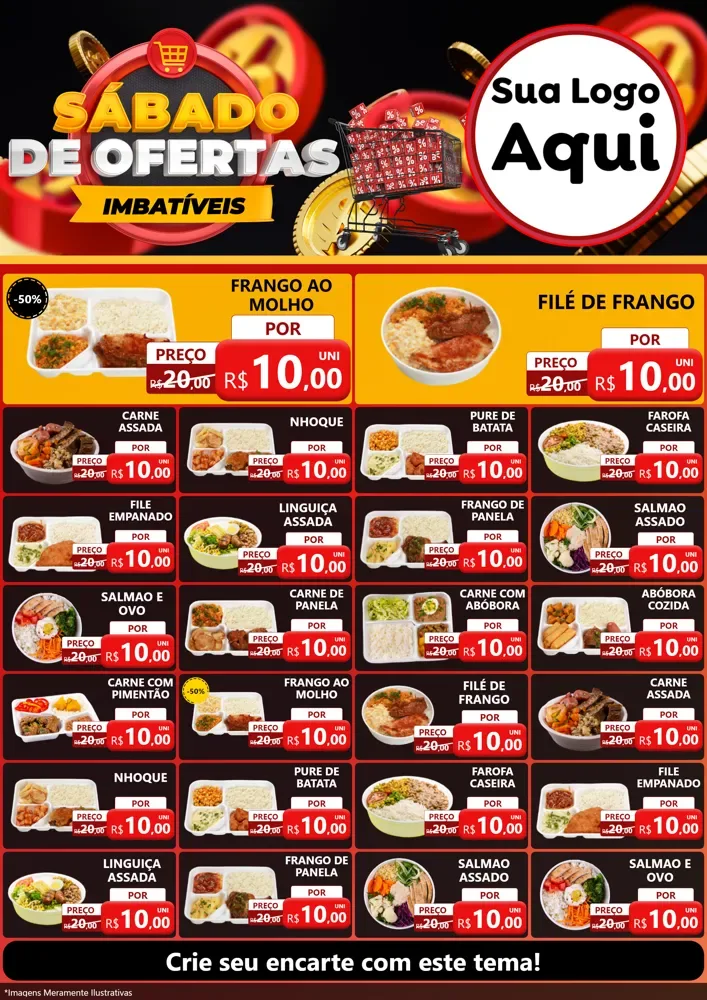 Modelo de Encarte para Encarte A4 Vertical com o tema Sábado de Ofertas Imbatíveis para Restaurante