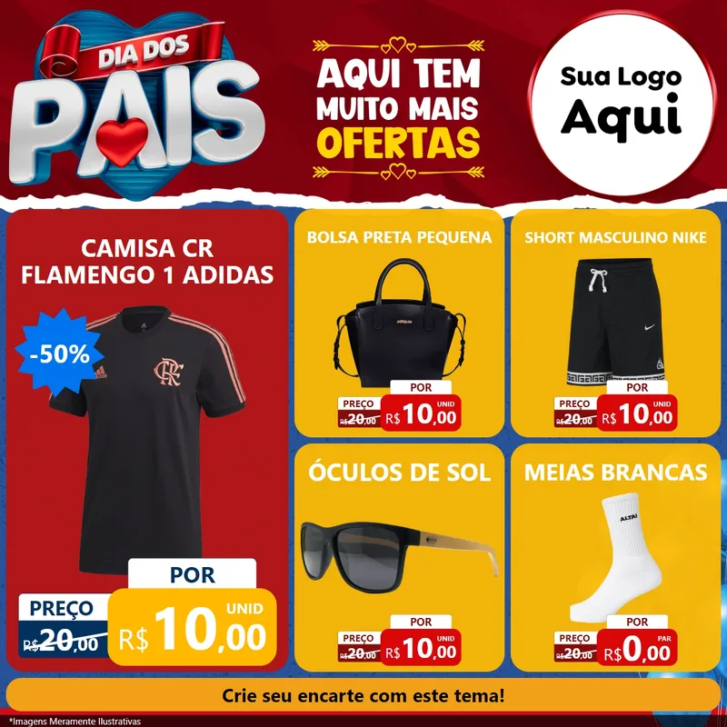 Modelo de Rede Social para Feed Facebook com o tema Dia dos Pais para Roupas e acessórios