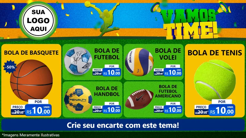 Modelo de TV para TV Horizontal com o tema Vamos Time! para Artigos Esportivos