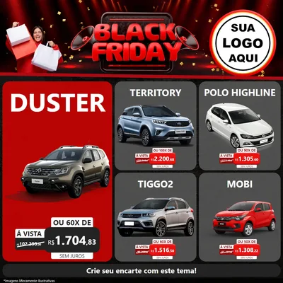 Modelo de Rede Social para Feed Facebook com o tema Black Friday para Concessionaria de Carros