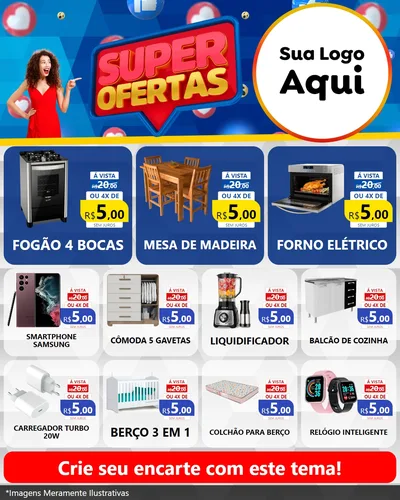 Modelo de Rede Social para Feed Instagram com o tema Super Ofertas para Móveis e Eletro
