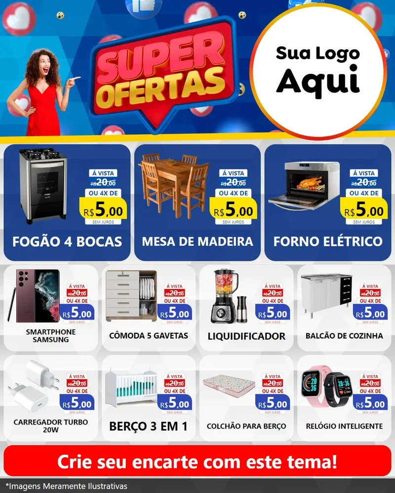 Modelo de Rede Social para Feed Instagram com o tema Super Ofertas para Móveis e Eletro