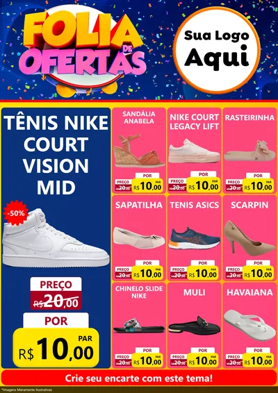 Modelo de Encarte para Encarte A4 Vertical com o tema Folia de Ofertas para Calçados