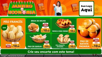 Modelo de TV para TV Horizontal com o tema Janeiro da Economia para Padaria