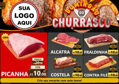 Modelo de Encarte para Encarte A4 Horizontal com o tema Domingão do Churrasco para Açougue