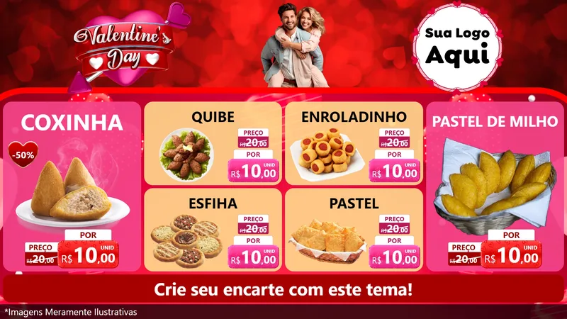 Modelo de TV para TV Horizontal com o tema Valentine's Day para Salgadaria