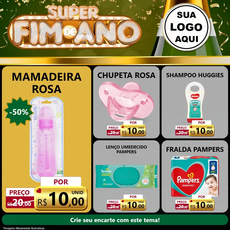 Modelo de Rede Social para Feed Facebook com o tema Super Fim de Ano para Bebês