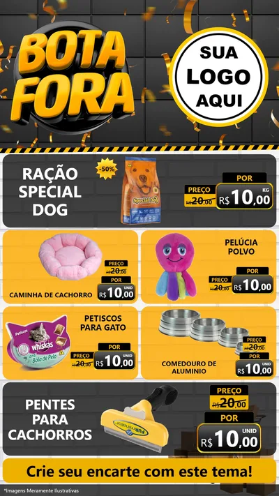 Modelo de TV para TV Vertical com o tema Bota Fora para Pet Shop