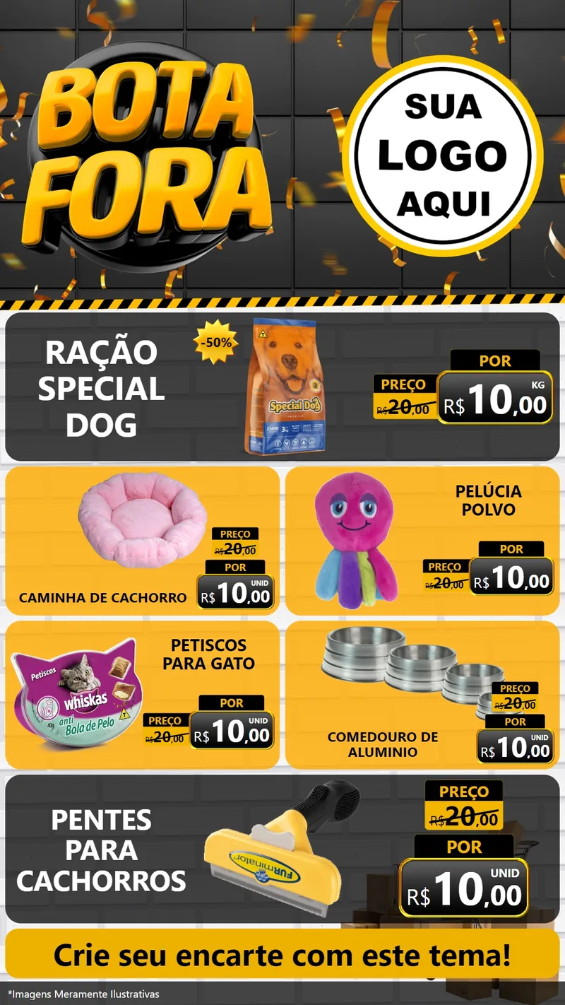 Modelo de TV para TV Vertical com o tema Bota Fora para Pet Shop