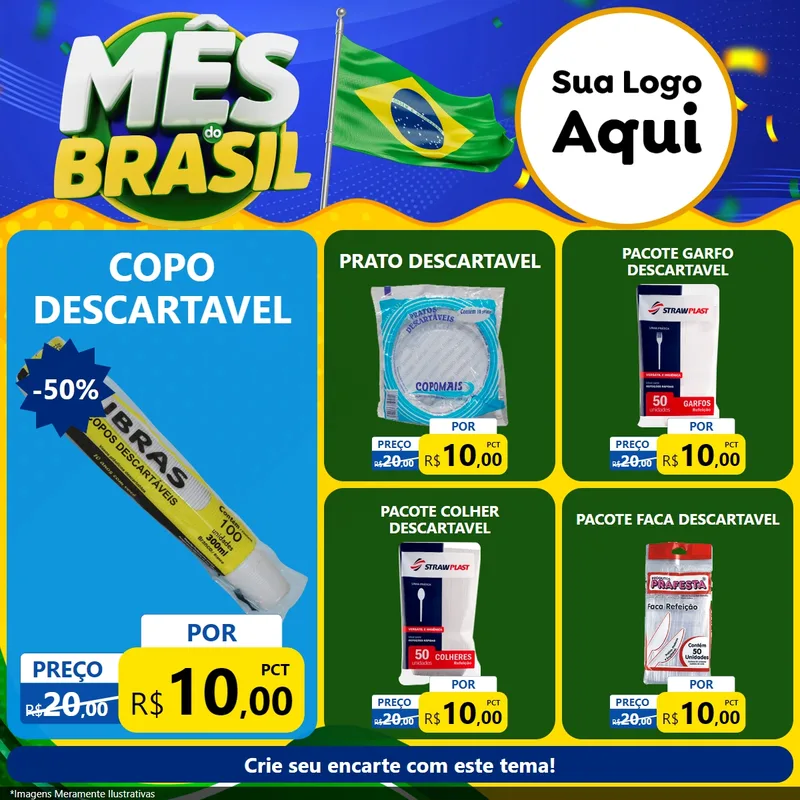 Modelo de Rede Social para Feed Facebook com o tema Mês do Brasil para Embalagens