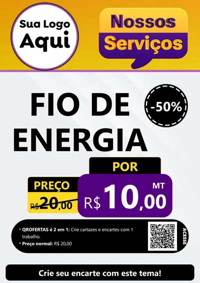 Modelo de Cartaz para Cartaz A4 Vertical com o tema Nossos Serviços para Materiais Elétricos