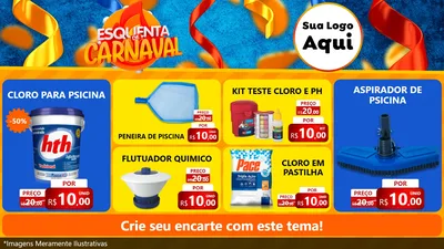 Modelo de TV para TV Horizontal com o tema Esquenta de Carnaval para Produtos para Piscina