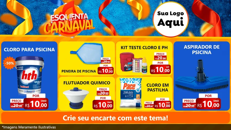Modelo de TV para TV Horizontal com o tema Esquenta de Carnaval para Produtos para Piscina