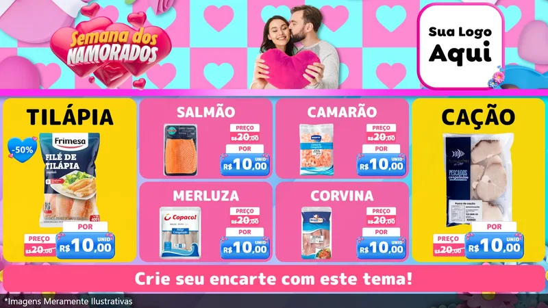 Modelo de TV para TV Horizontal com o tema Semana dos Namorados para Peixaria