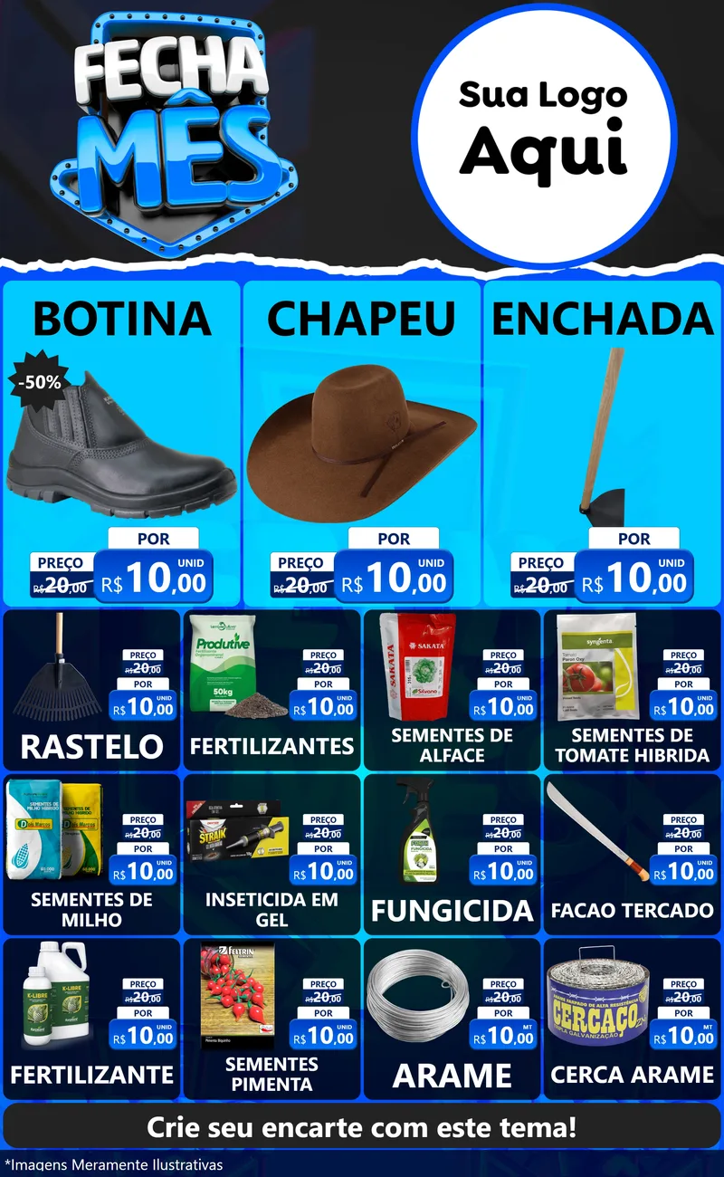 Modelo de Encarte para Encarte Grande com o tema Fecha Mês para Agropecuária