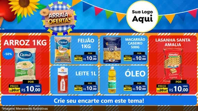 Modelo de TV para TV Horizontal com o tema Arraiá de Ofertas para Supermercado