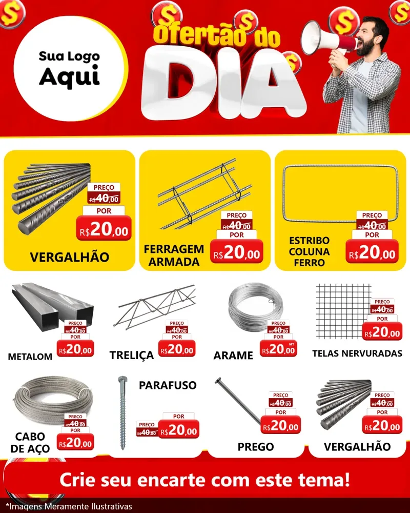 Modelo de Rede Social para Feed Instagram com o tema Ofertão do dia para Ferragens
