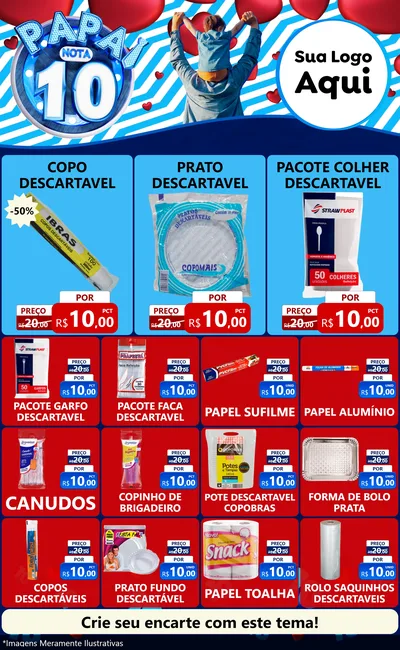Modelo de Encarte para Encarte Grande com o tema Papai Nota 10 para Embalagens