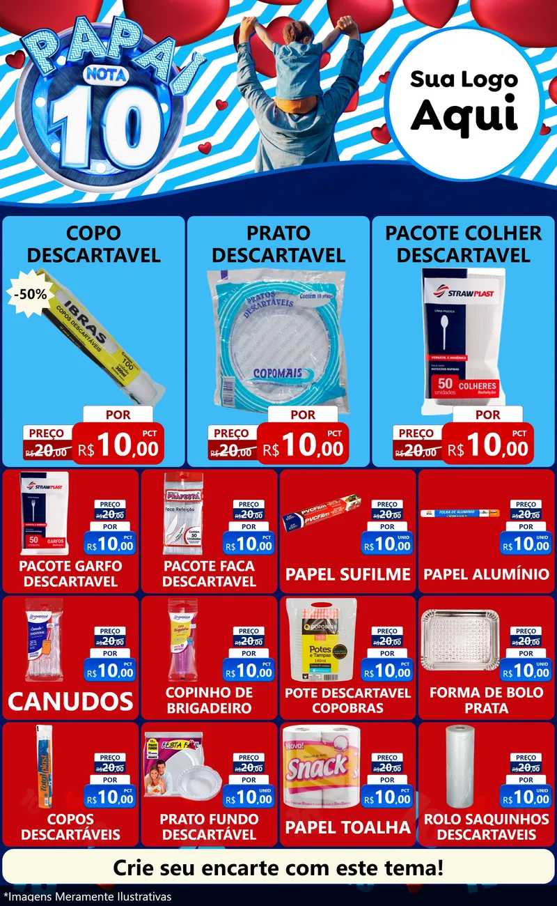 Modelo de Encarte para Encarte Grande com o tema Papai Nota 10 para Embalagens