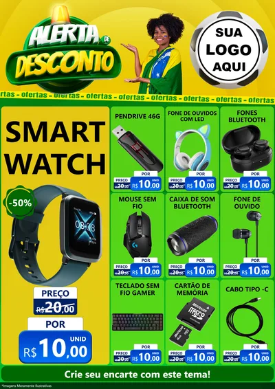 Modelo de Encarte para Encarte A4 Vertical com o tema Alerta de Desconto para Informática