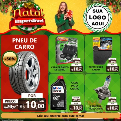 Modelo de Rede Social para Feed Facebook com o tema Natal Imperdível para Auto peças