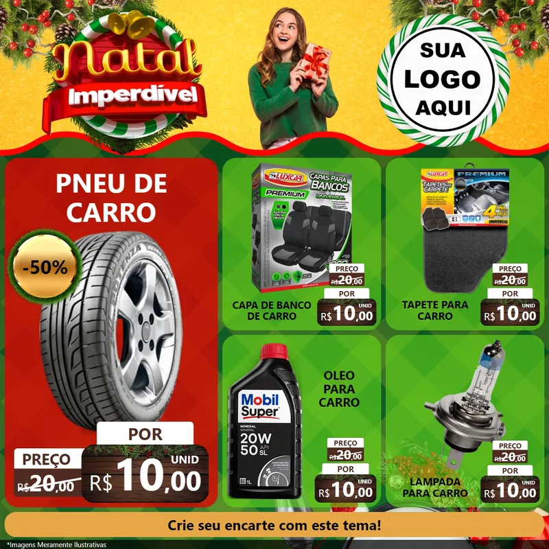 Modelo de Rede Social para Feed Facebook com o tema Natal Imperdível para Auto peças