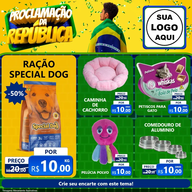 Modelo de Rede Social para Feed Facebook com o tema Proclamação da República para Pet Shop