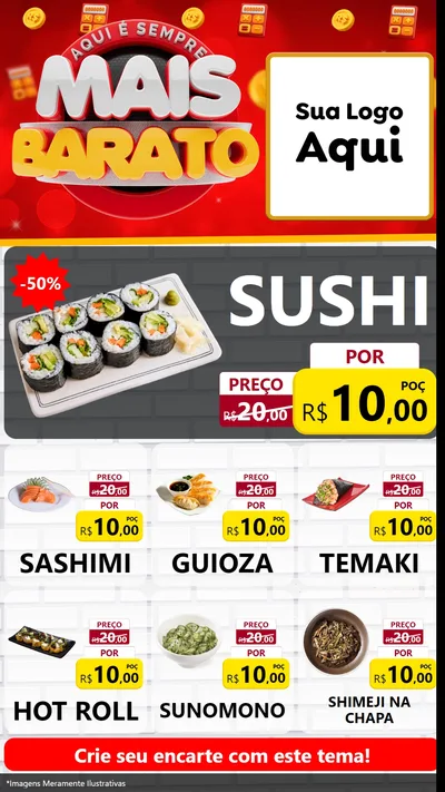Modelo de Rede Social para Stories com o tema Mais Barato para Comida japonesa