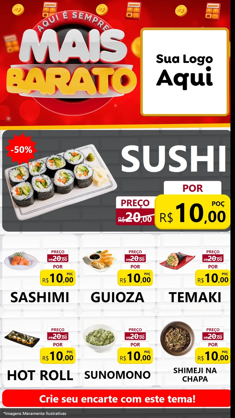 Modelo de Rede Social para Stories com o tema Mais Barato para Comida japonesa