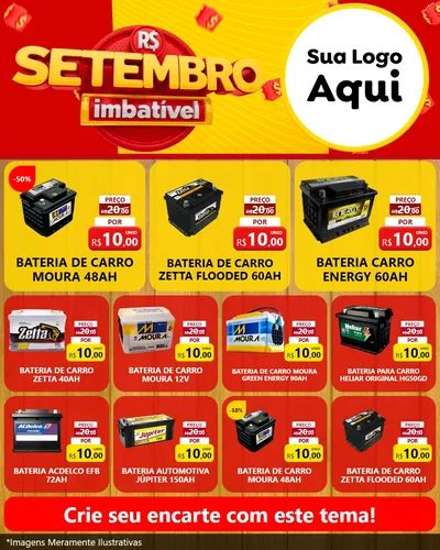 Modelo de Rede Social para Feed Instagram com o tema Setembro Imbatível para Baterias Elétricas