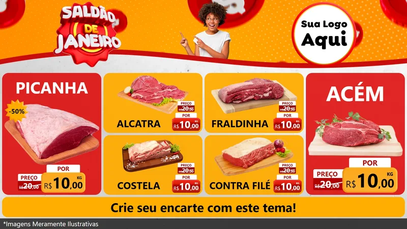 Modelo de TV para TV Horizontal com o tema Saldão de Janeiro para Açougue