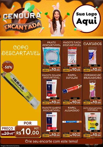 Modelo de Encarte para Encarte A4 Vertical com o tema Cenoura Encantada - Páscoa para Embalagens
