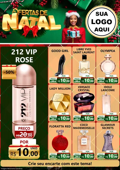 Modelo de Encarte para Encarte A4 Vertical com o tema Ofertas de Natal para Perfumes