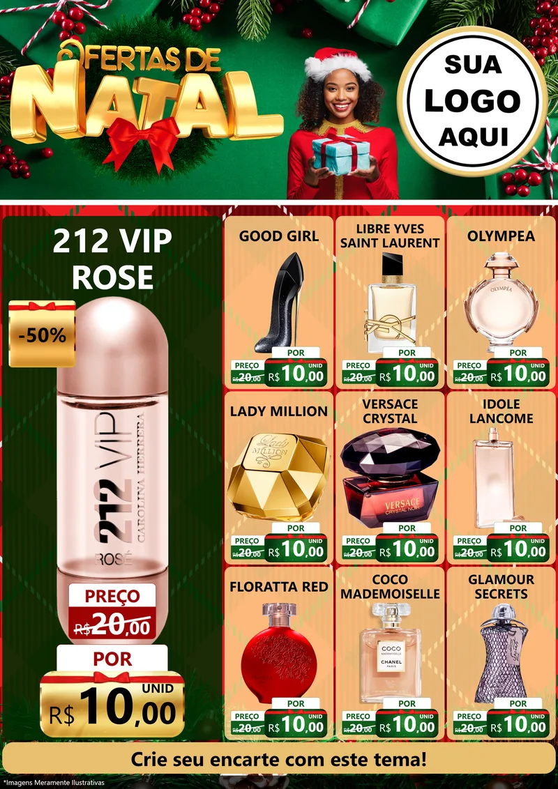 Modelo de Encarte para Encarte A4 Vertical com o tema Ofertas de Natal para Perfumes