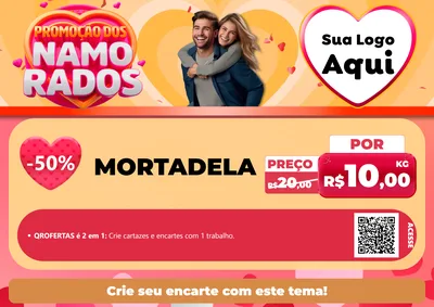 Modelo de Cartaz para Cartaz A4 Horizontal com o tema Promoção dos Namorados para Frios e Laticínios