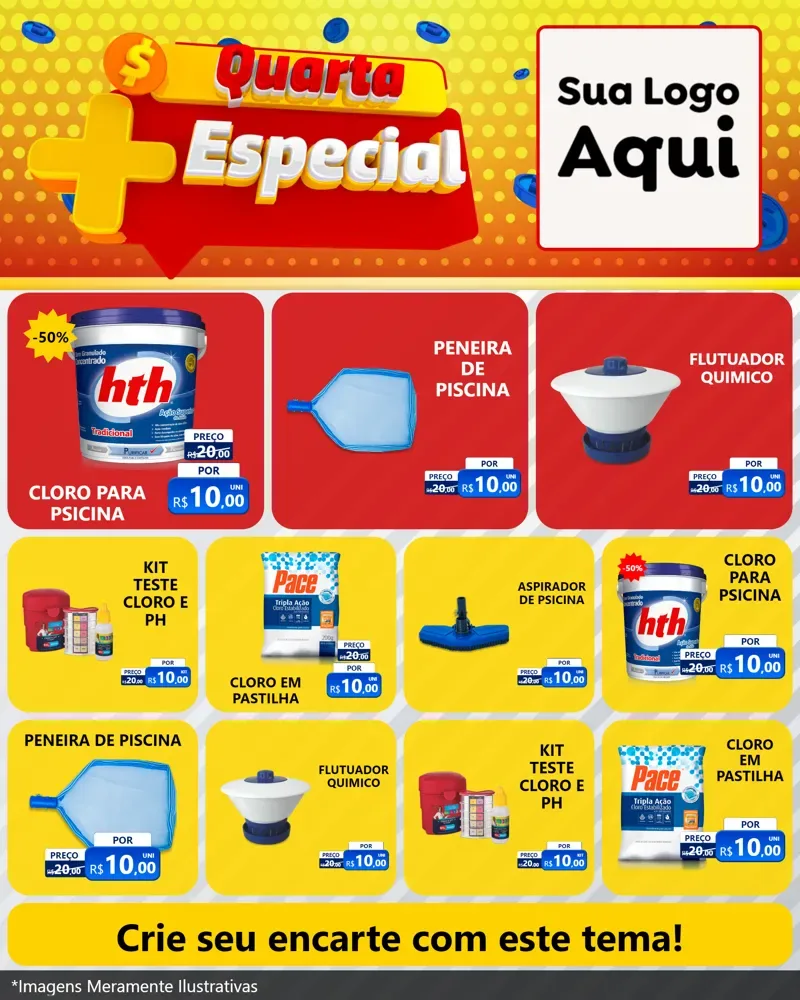 Modelo de Rede Social para Feed Instagram com o tema Quarta Mais Especial para Produtos para Piscina
