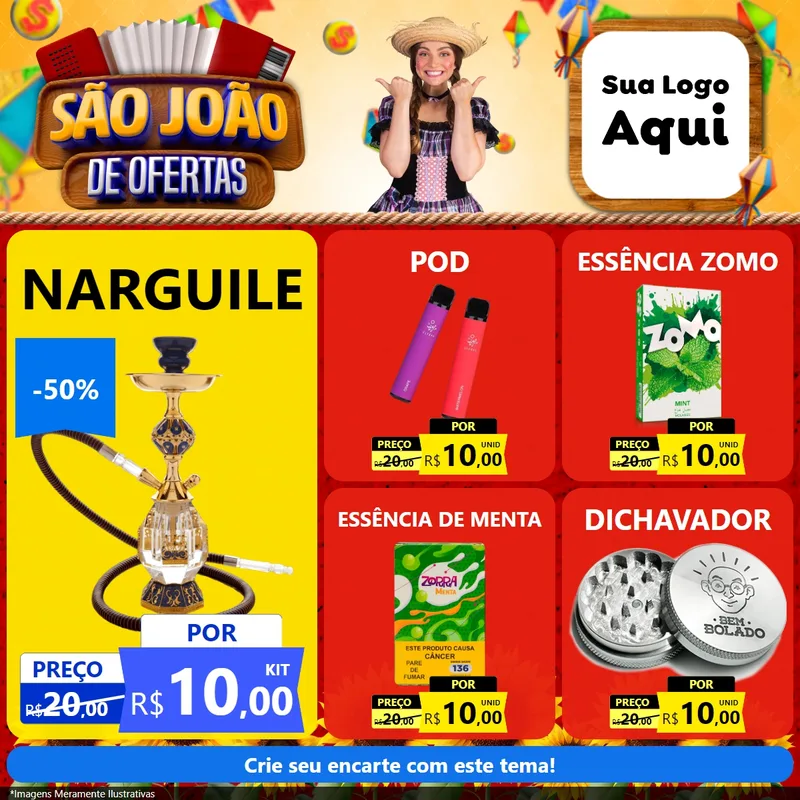 Modelo de Rede Social para Feed Facebook com o tema São João de Ofertas para Tabacaria