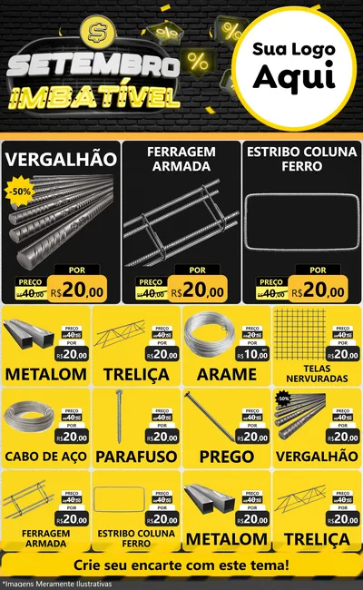 Modelo de Encarte para Encarte Grande com o tema Setembro Imbatível para Ferragens