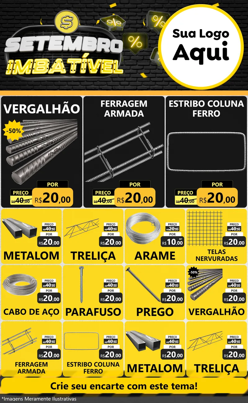Modelo de Encarte para Encarte Grande com o tema Setembro Imbatível para Ferragens
