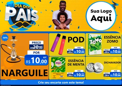 Modelo de Encarte para Encarte A4 Horizontal com o tema Dia dos Pais para Tabacaria