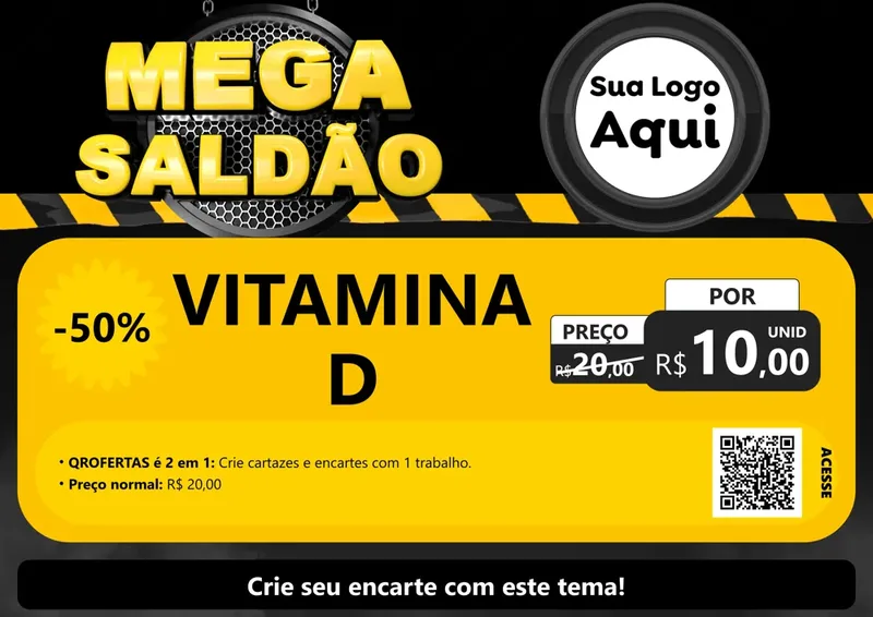 Modelo de Cartaz para Cartaz A4 Horizontal com o tema Mega Saldão para Farmácia