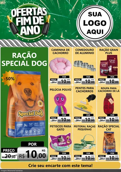 Modelo de Encarte para Encarte A4 Vertical com o tema Ofertas Fim de Ano para Pet Shop