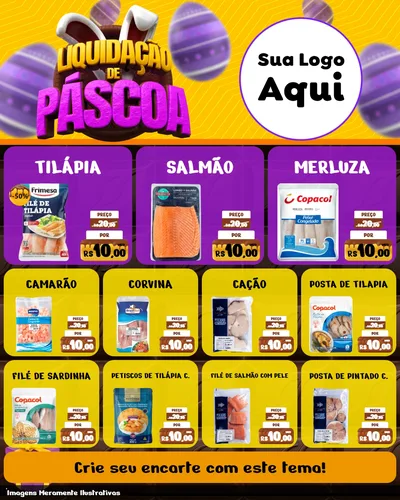 Modelo de Rede Social para Feed Instagram com o tema Liquidação de Páscoa para Peixaria