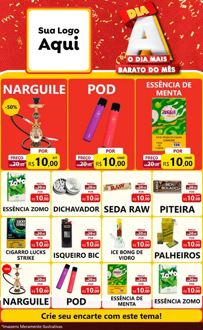 Modelo de Encarte para Encarte Grande com o tema Dia A o Dia Mais Barato do Mês para Tabacaria