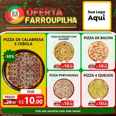 Modelo de Rede Social para Feed Facebook com o tema Oferta Farroupilha para Pizzaria