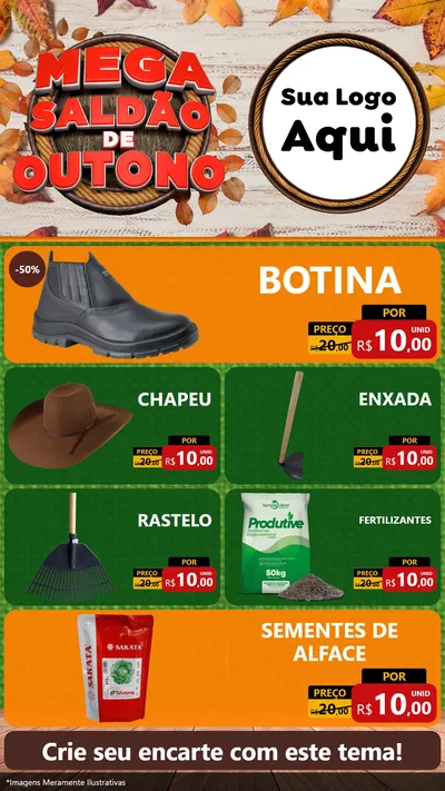 Modelo de TV para TV Vertical com o tema Mega Saldão de Outono para Agropecuária