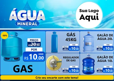 Modelo de Encarte para Encarte A4 Horizontal com o tema Água Mineral para Água e gás