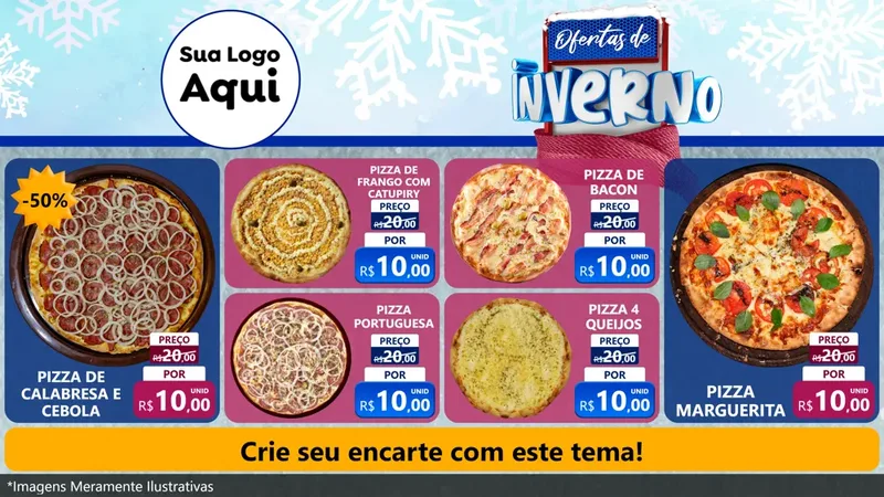 Modelo de TV para TV Horizontal com o tema Ofertas de Inverno para Pizzaria