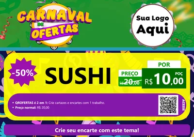 Modelo de Cartaz para Cartaz A4 Horizontal com o tema Carnaval de Ofertas para Comida japonesa
