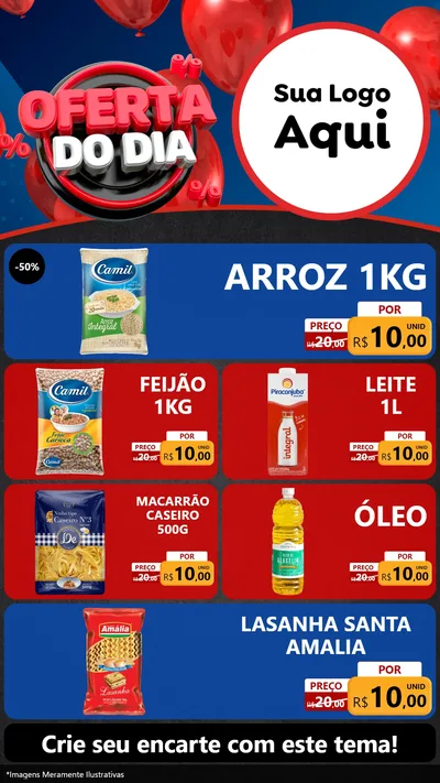 Modelo de TV para TV Vertical com o tema Oferta do Dia para Supermercado